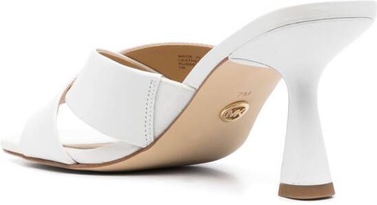 Michael Kors crossover strap leather mules White