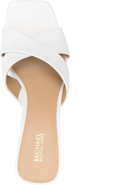 Michael Kors crossover strap leather mules White