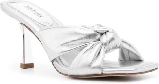 Michael Kors Elena 75mm metallic leather sandals Silver