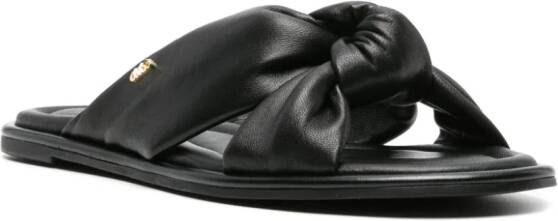 Michael Kors Elena knotted leather slides Black