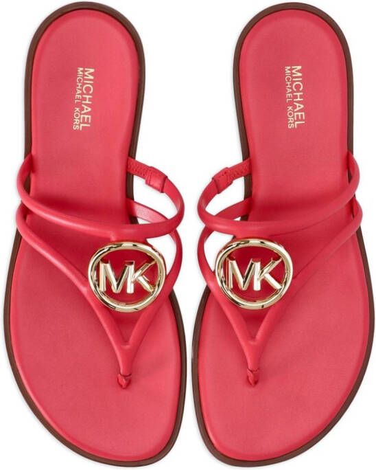 Michael Kors Hampton logo-plaque thong-strap slides Pink