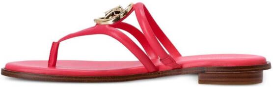 Michael Kors Hampton logo-plaque thong-strap slides Pink