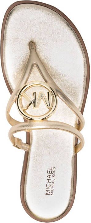 Michael Kors Hampton logo-plaque thong-strap slides Gold