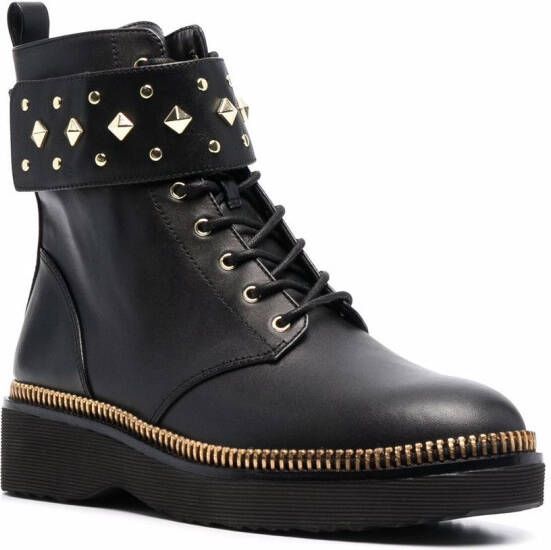 Michael Kors Haskell spike-strap leather boots Black