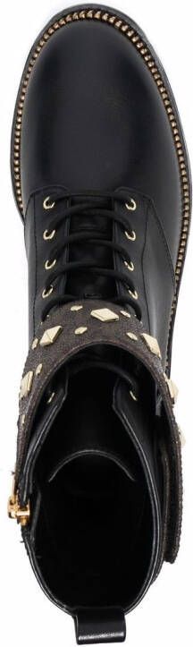 Michael Kors Haskell studded logo leather boots Black