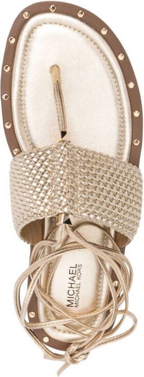 Michael Kors interwoven ankle-tie fastening sandals Gold