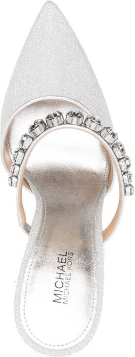 Michael Kors Jessa 110mm crystal-strap mules Silver