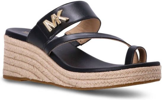 Michael Kors Jilly logo-lettering wedge sandals Black