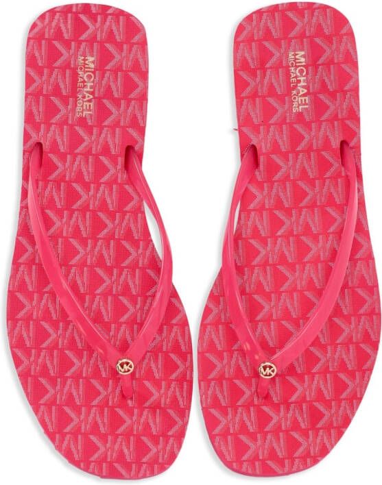 Michael Kors Jinx logo-charm flip flops Pink