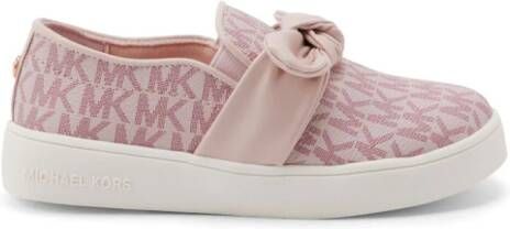 Michael Kors Kids bow-detail monogram-print sneakers Pink