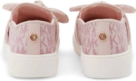 Michael Kors Kids bow-detail monogram-print sneakers Pink