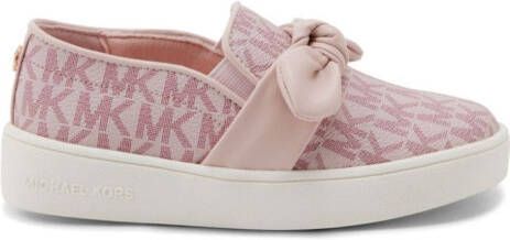 Michael Kors Kids bow-detail monogram-print sneakers Pink