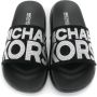 Michael Kors Kids embellished logo slippers Black - Thumbnail 3