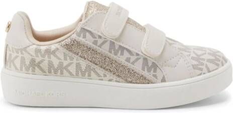 Michael Kors Kids glitter-detailing monogram-print sneakers Neutrals