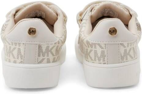 Michael Kors Kids glitter-detailing monogram-print sneakers Neutrals