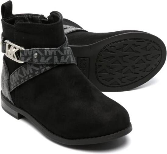 Michael Kors Kids logo-plaque round-toe boots Black