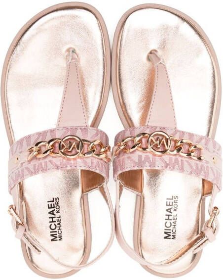 Michael Kors Kids logo-plaque thong sandals Pink