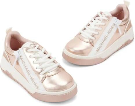 Michael Kors Kids logo-print metallic sneakers Pink