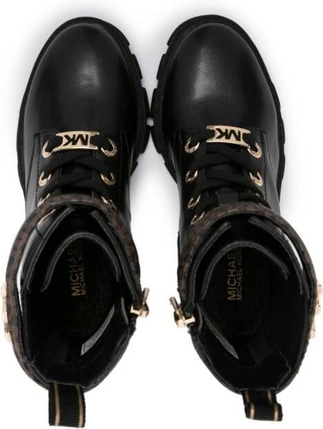 Michael Kors Kids monogram-print lace-up boots Black