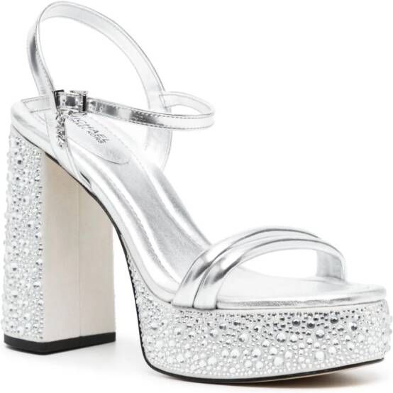 Michael Kors Laci 110mm metallic platform sandals Silver