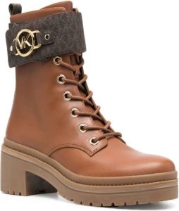 Michael Kors logo ankle-strap leather boots Brown