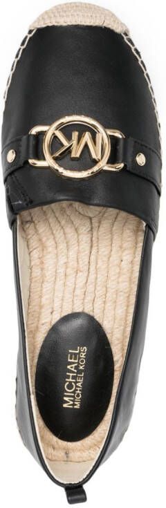 Michael Kors logo-buckle slip-on leather espadrilles Black