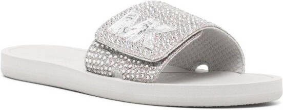 Michael Kors logo-embossed crystal-embellished sandals Silver