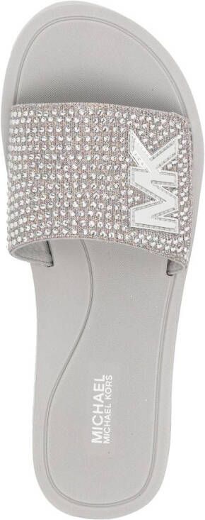 Michael Kors logo-embossed crystal-embellished sandals Silver