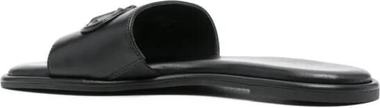 Michael Kors logo-embossed leather slides Black