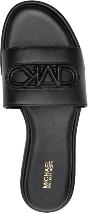 Michael Kors logo-embossed leather slides Black