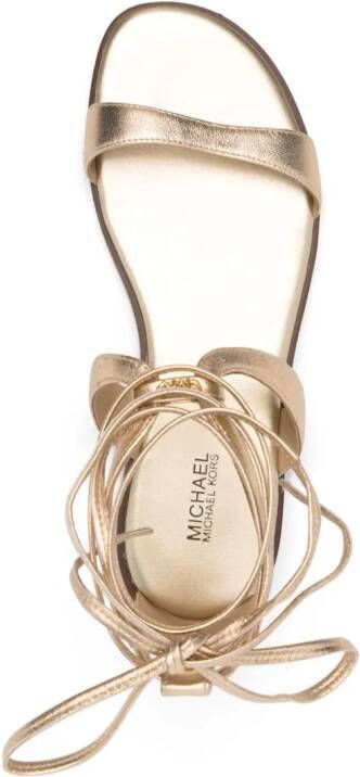 Michael Kors logo-lettering leather sandals Gold