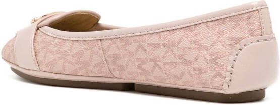Michael Kors logo monogram leather loafers Pink