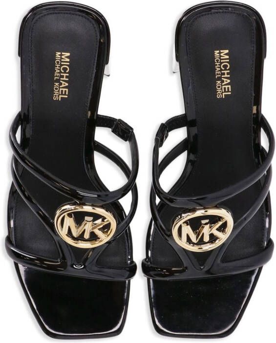 Michael Kors logo-plaque block-heel sandals Black
