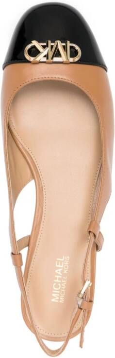 Michael Kors logo-plaque leather ballerina shoes Brown
