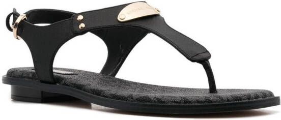 Michael Kors logo-plaque leather sandals Black