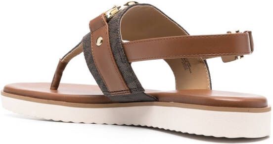 Michael Kors logo-plaque monogram thong sandals Brown