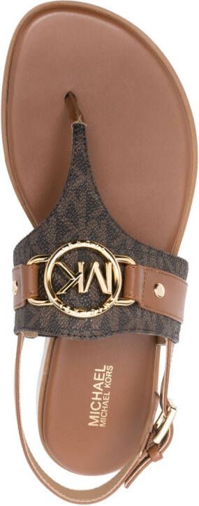 Michael Kors logo-plaque monogram thong sandals Brown