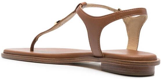 Michael Kors logo plaque T-bar sandals Brown