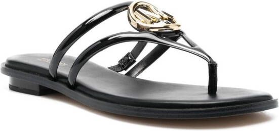 Michael Kors logo-plaque thong-strap sandals Black