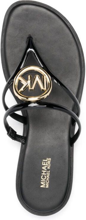 Michael Kors logo-plaque thong-strap sandals Black