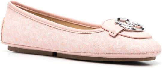 Michael Kors logo-print leather ballerina shoes Pink