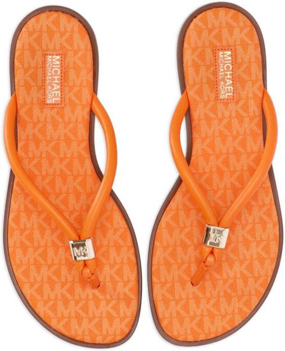 Michael Kors monogram flat sandals Orange