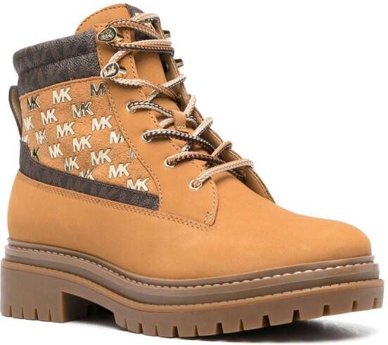 Michael Kors monogram-print hiker boots Neutrals