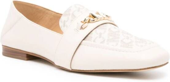 Michael Kors monogram-print leather loafers Neutrals