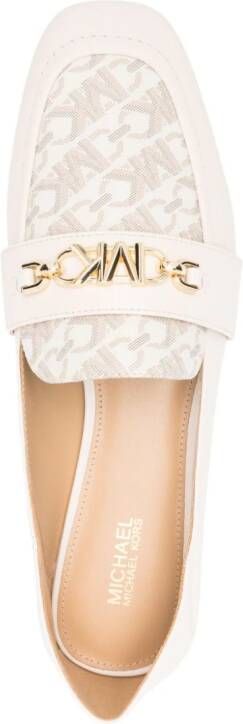 Michael Kors monogram-print leather loafers Neutrals