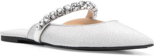 Michael Kors pointed-toe crystal-embellished mules Silver