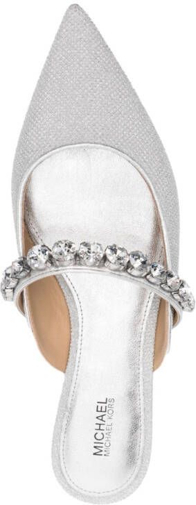 Michael Kors pointed-toe crystal-embellished mules Silver