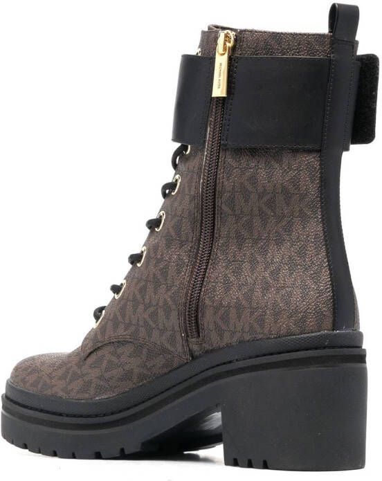 Michael Kors Rory monogram-print combat boots Brown