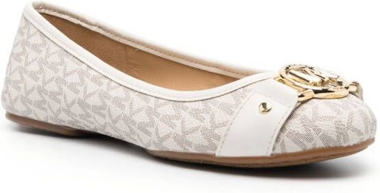 Michael Kors Rory monogram-print leather ballerinas Neutrals