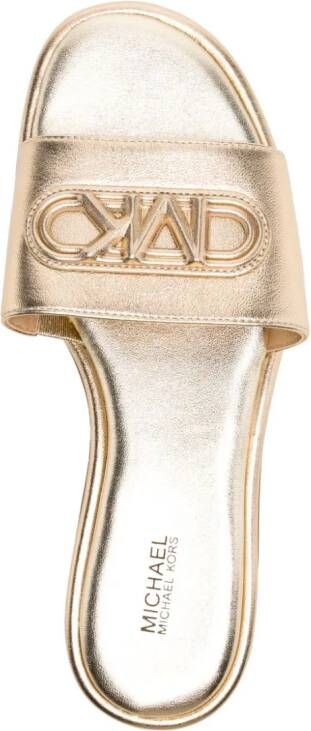 Michael Kors Saylor logo-plaque leather sandals Gold